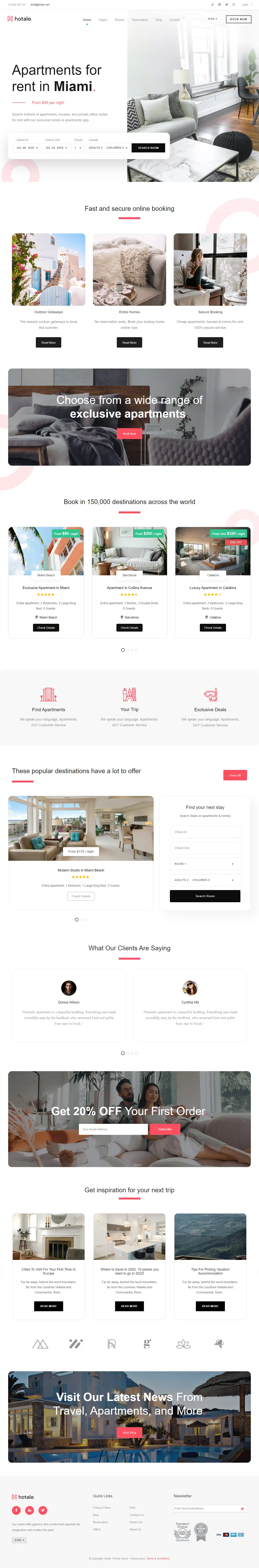 Holate – Giao diện website căn hộ cho thuê