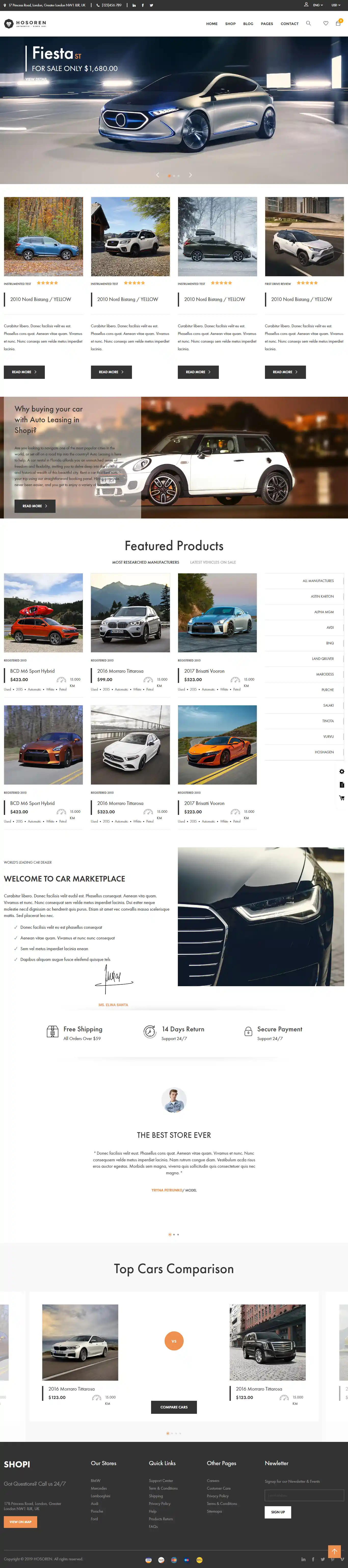 Hosoren – Giao diện website bán xe hơi hiện đại