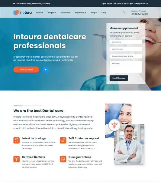 Inotura: Mẫu Website Nha Khoa Implant & Răng Sứ