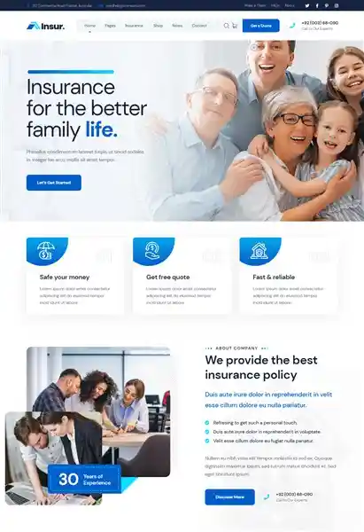 Insur - Giao Diện Web Dịch Vụ Bảo Hiểm Đẹp