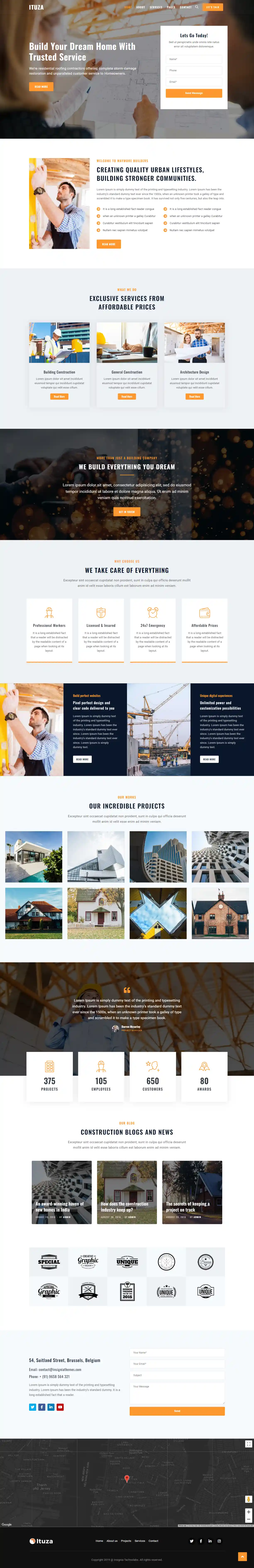Ituza – Giao diện website xây dựng chuyên nghiệp