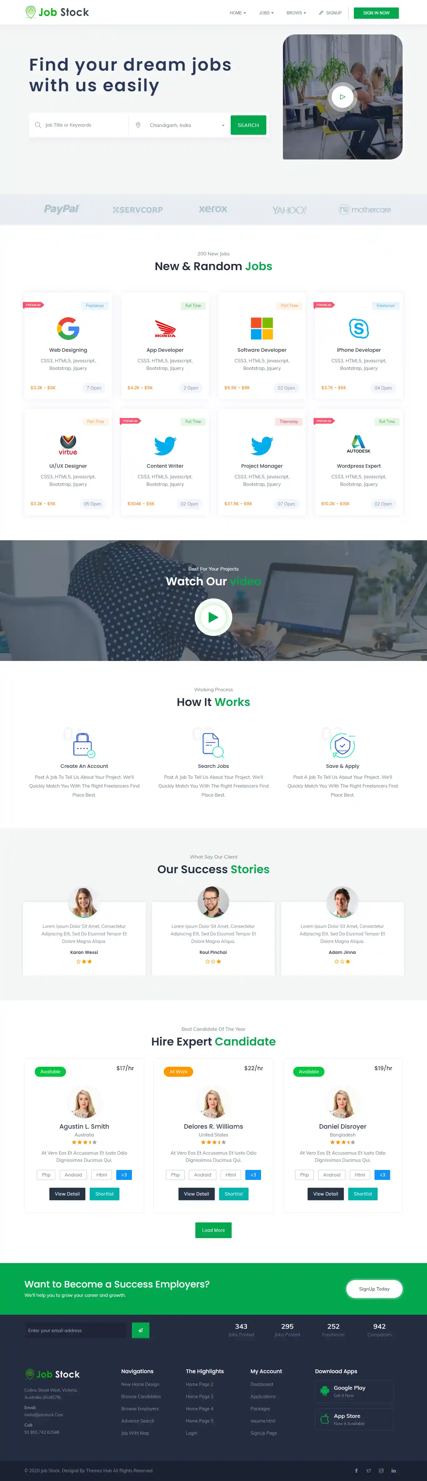Job Stock: Mẫu Website Xuất Khẩu Lao Động Chuẩn SEO