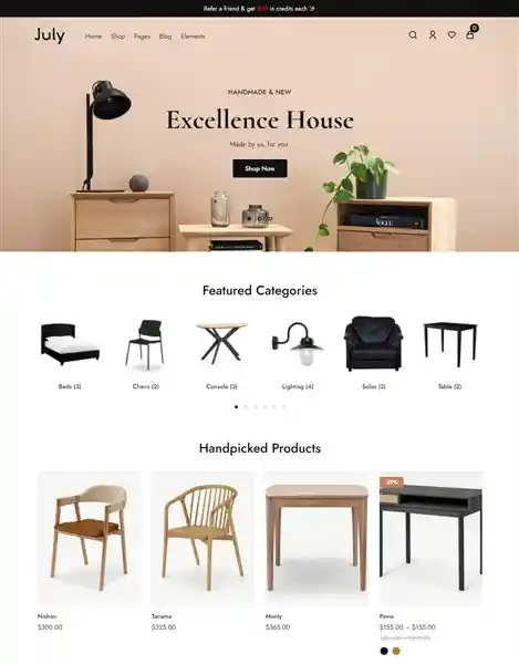 July giao diện web nội thất