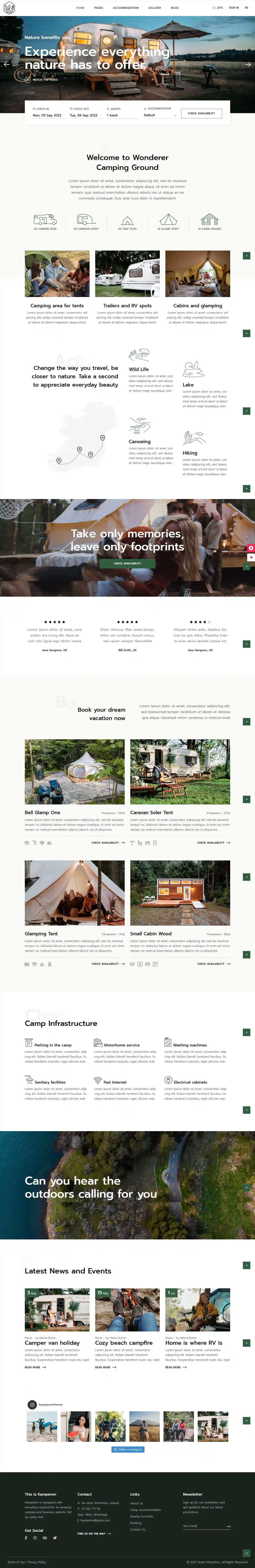 Kamperen – Giao diện website dịch vụ cắm trại