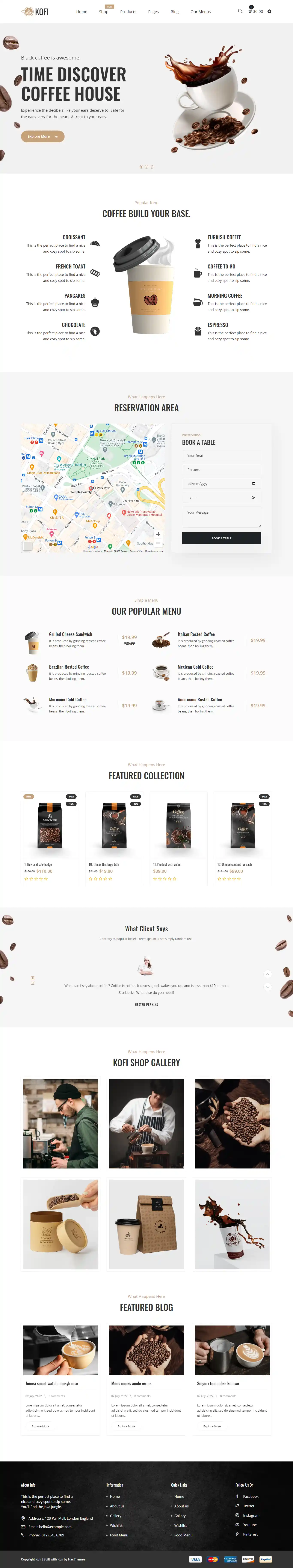 Kofi – Giao diện website tiệm cà phê hiện đại