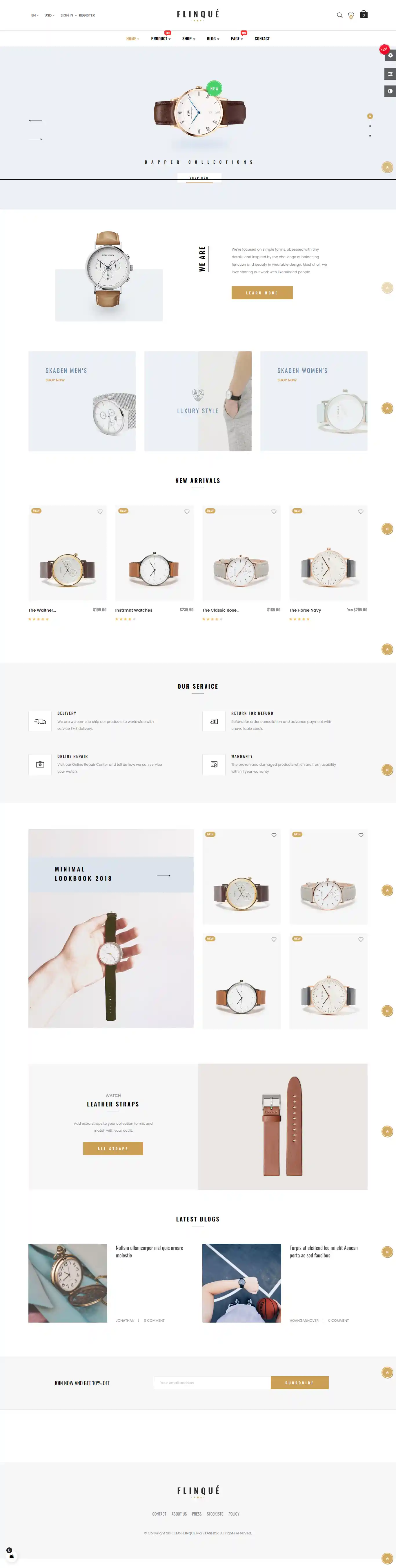 Leo Flinque: Mẫu Website Đồng Hồ Cao Cấp Nam Nữ Chuẩn SEO