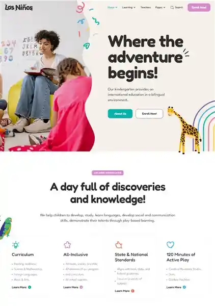 Los Ninos: Mẫu Website Giáo Dục Mầm Non Đẹp