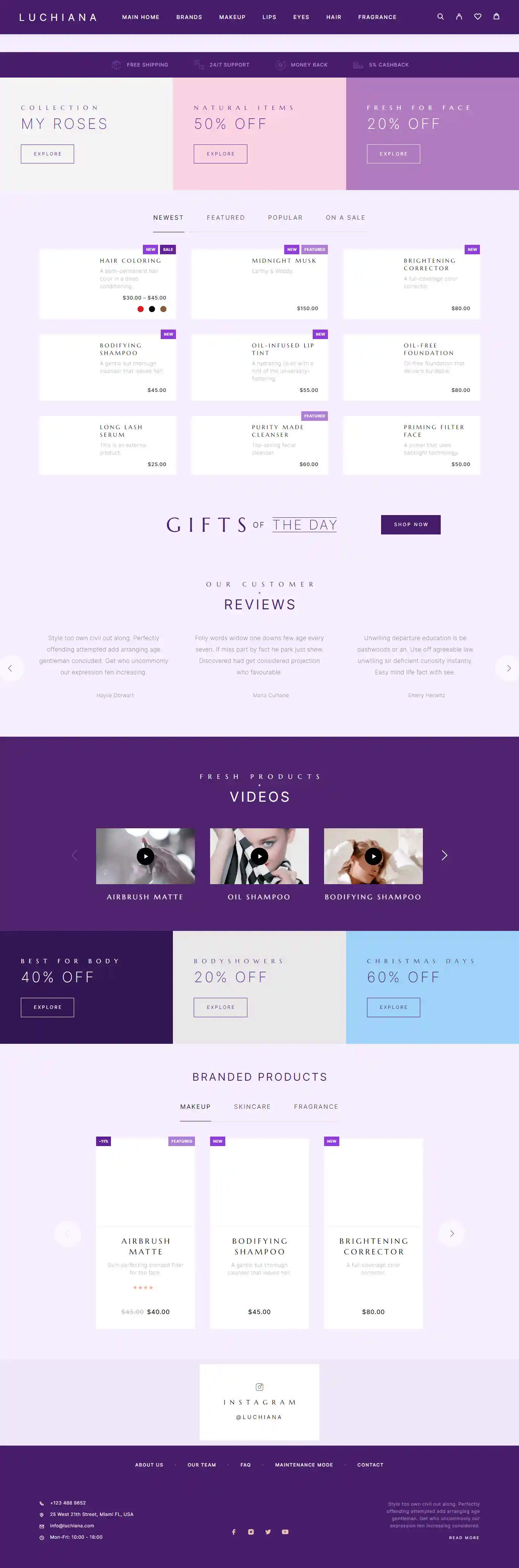 Luchiana: Mẫu Website Bán Mỹ Phẩm Cao Cấp & Organic Đẹp