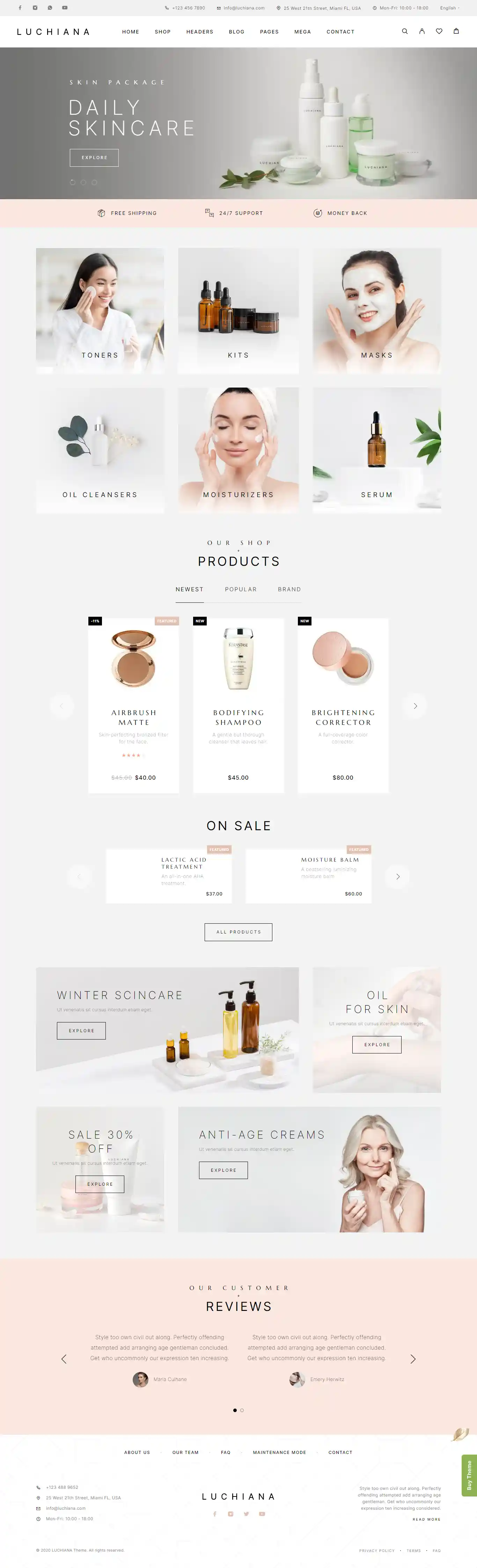 Luchiana: Mẫu Website Bán Mỹ Phẩm Dưỡng Da Chuyên Sâu