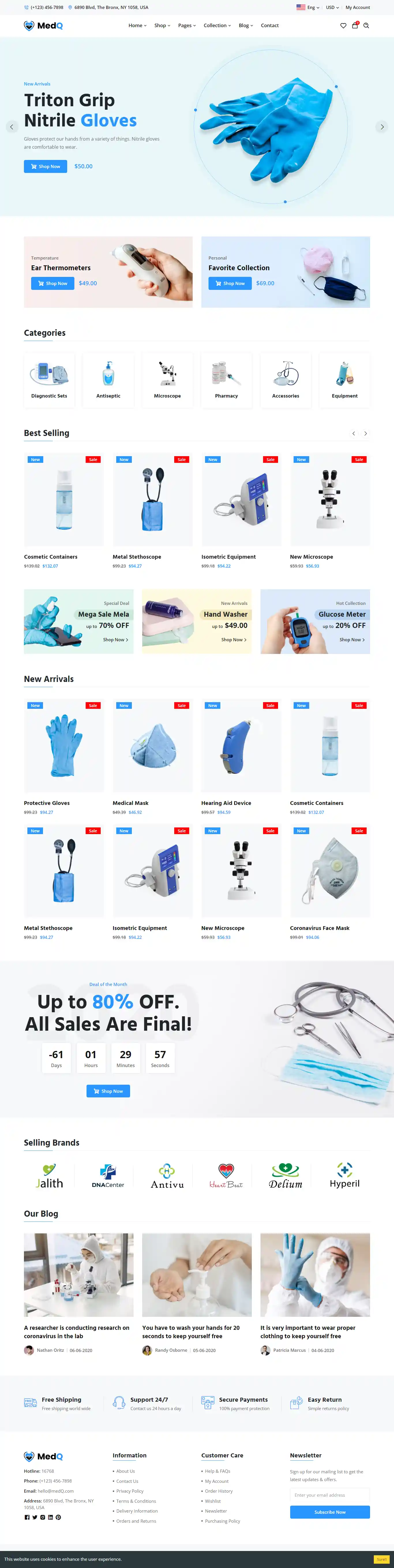 MedQ: Mẫu Website Trang Thiết Bị & Vật Tư Y Tế Chuẩn SEO