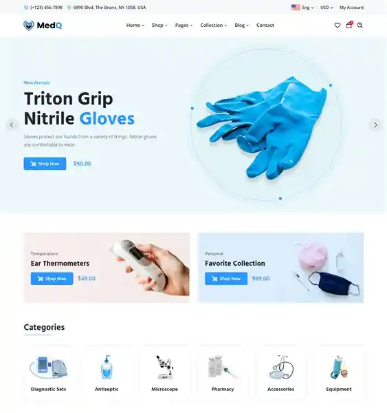 MedQ: Mẫu Website Trang Thiết Bị & Vật Tư Y Tế Chuẩn SEO hình nền