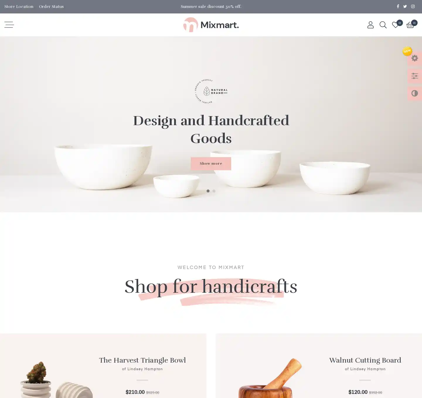 Mixmart: Mẫu Website Đồ Thủ Công Nghệ Thuật Chuẩn SEO hình nền