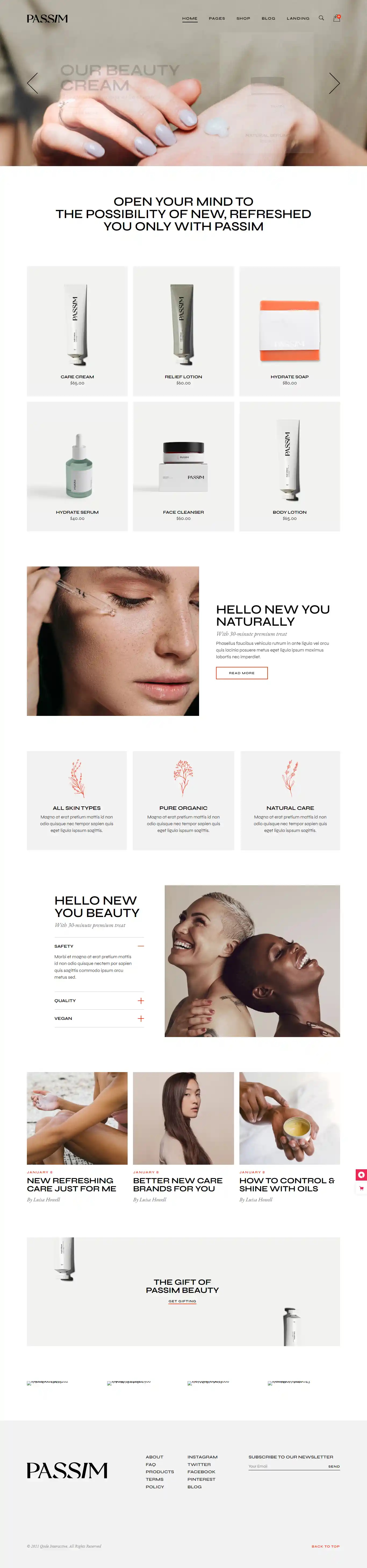 Passim - Giao Diện Web Dưỡng Da & Chăm Sóc Cơ Thể