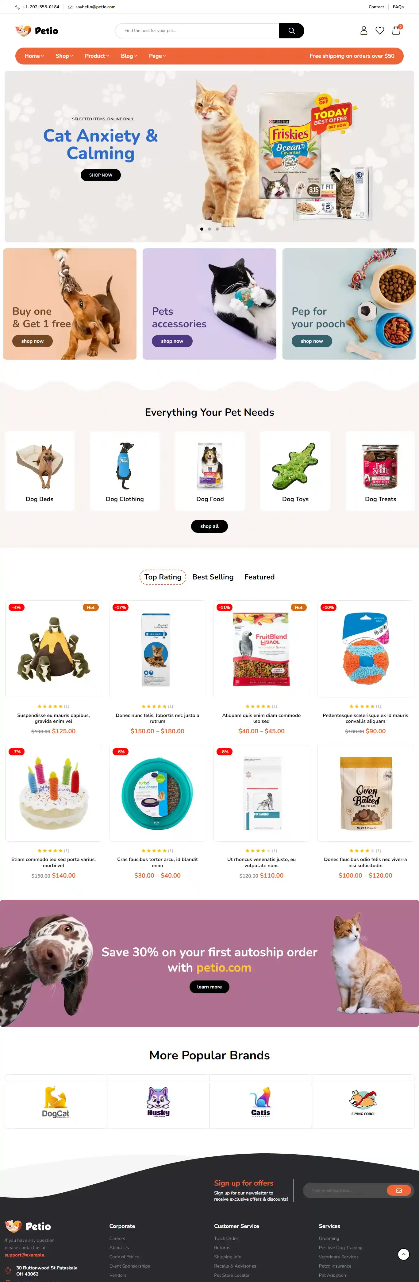 Petio - Giao Diện Web Bán Đồ Dùng Thú Cưng Đẹp Chuẩn SEO