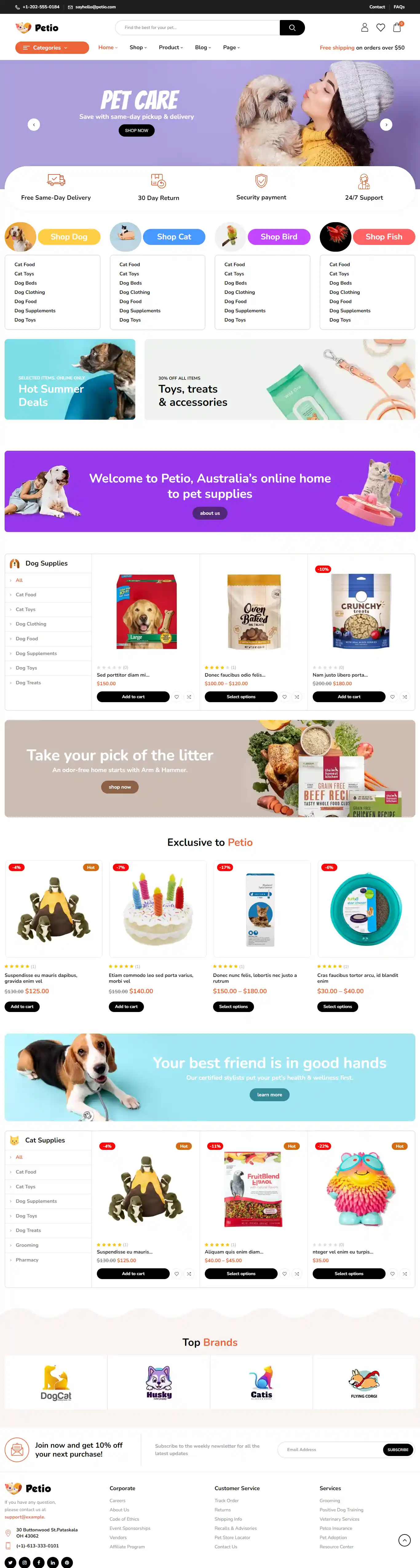 Petio – Giao Diện Web Đồ Dùng Thú Cưng Đẹp Chuẩn SEO