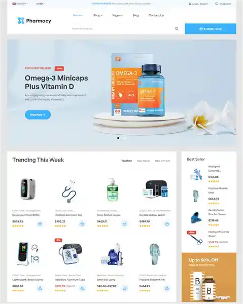 Pharmacy: Mẫu Website Thiết Bị Y Tế Nhập Khẩu