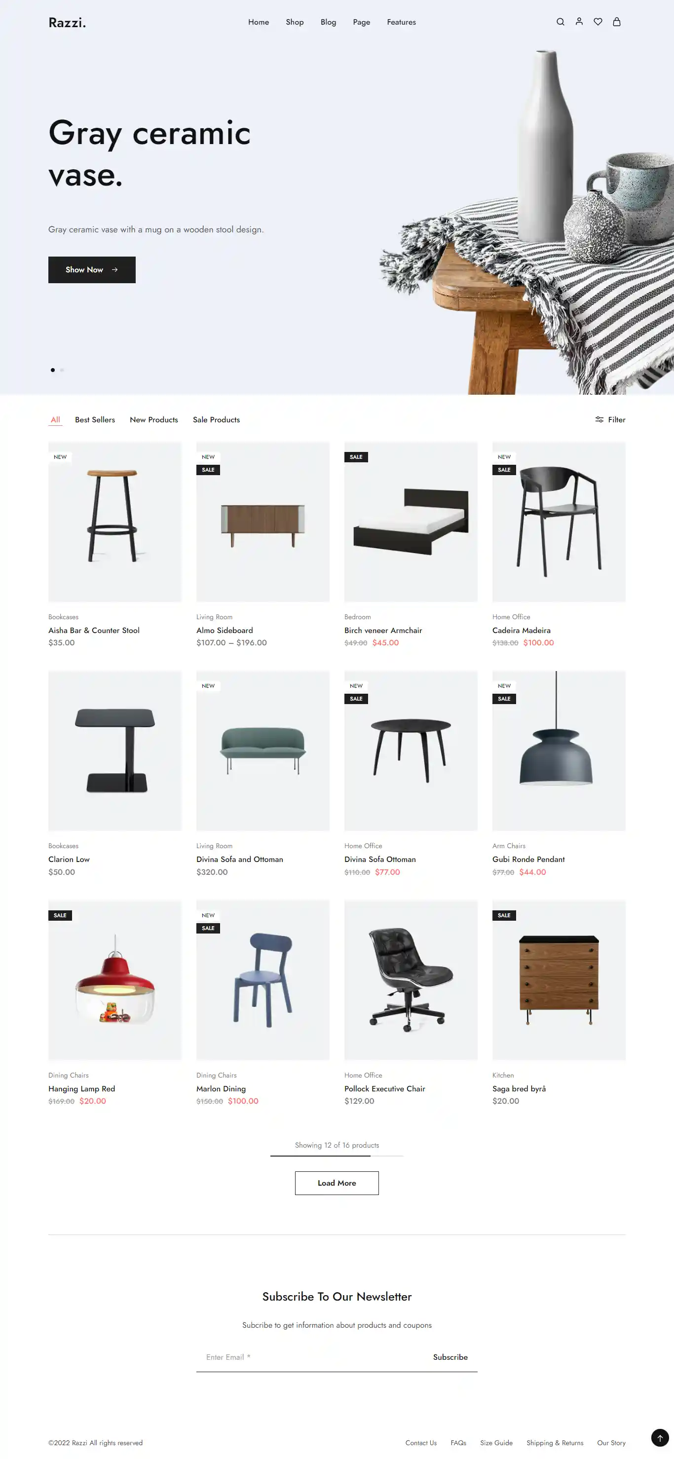 Razzi: Mẫu Website Nội Thất Cao Cấp & Đồ Gỗ Sang Trọng