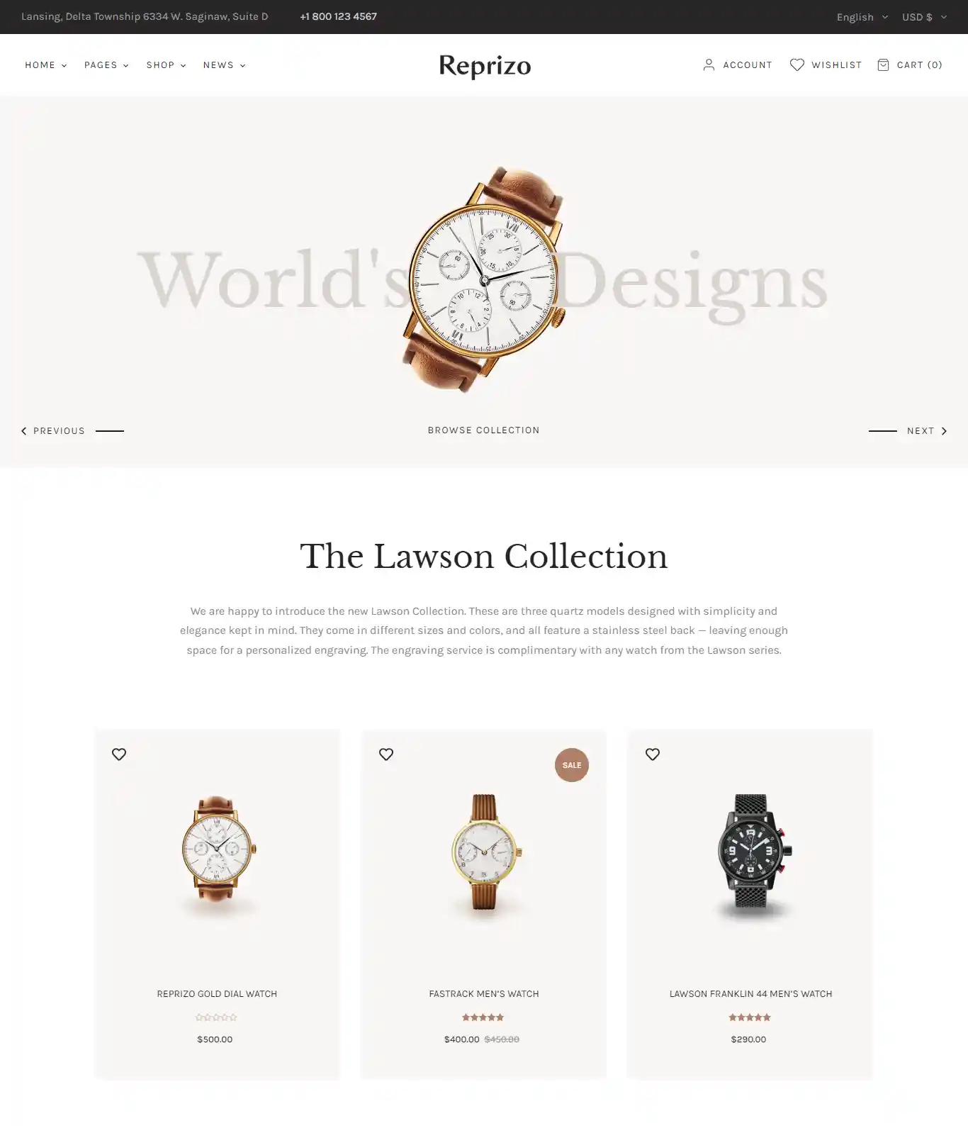 Reprizo – Giao diện website đồng hồ thời trang hình đại diện