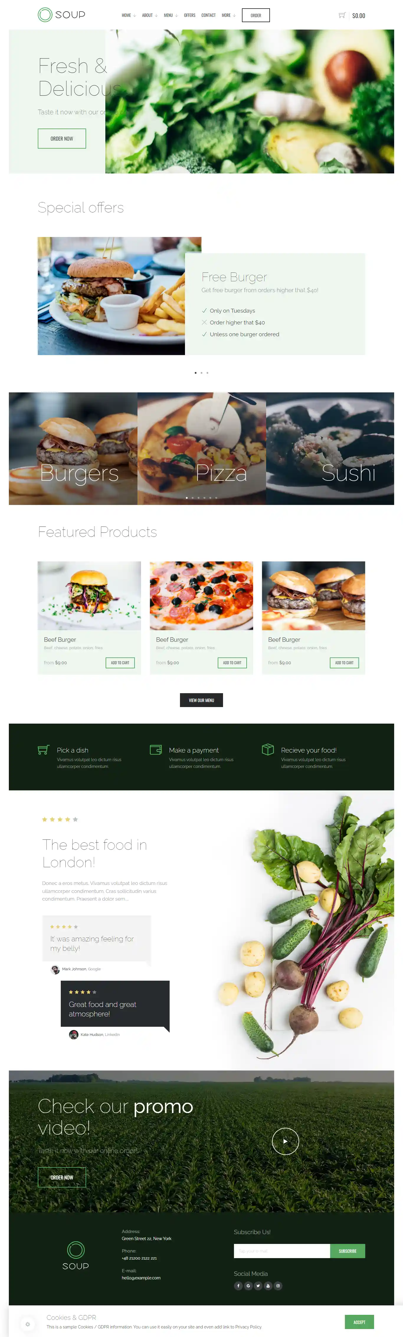 Suelo: Mẫu Web Quán Ăn Chuẩn SEO - Tích Hợp Đặt Món Online