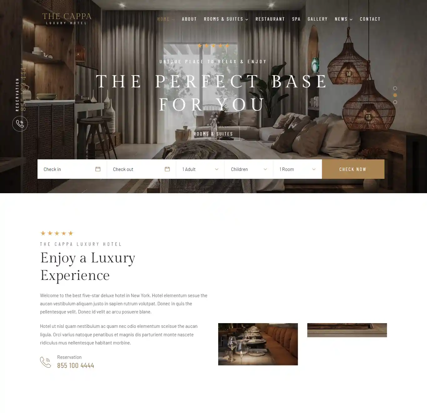 The Cappa – Giao diện website khách sạn cao cấp hình đại diện