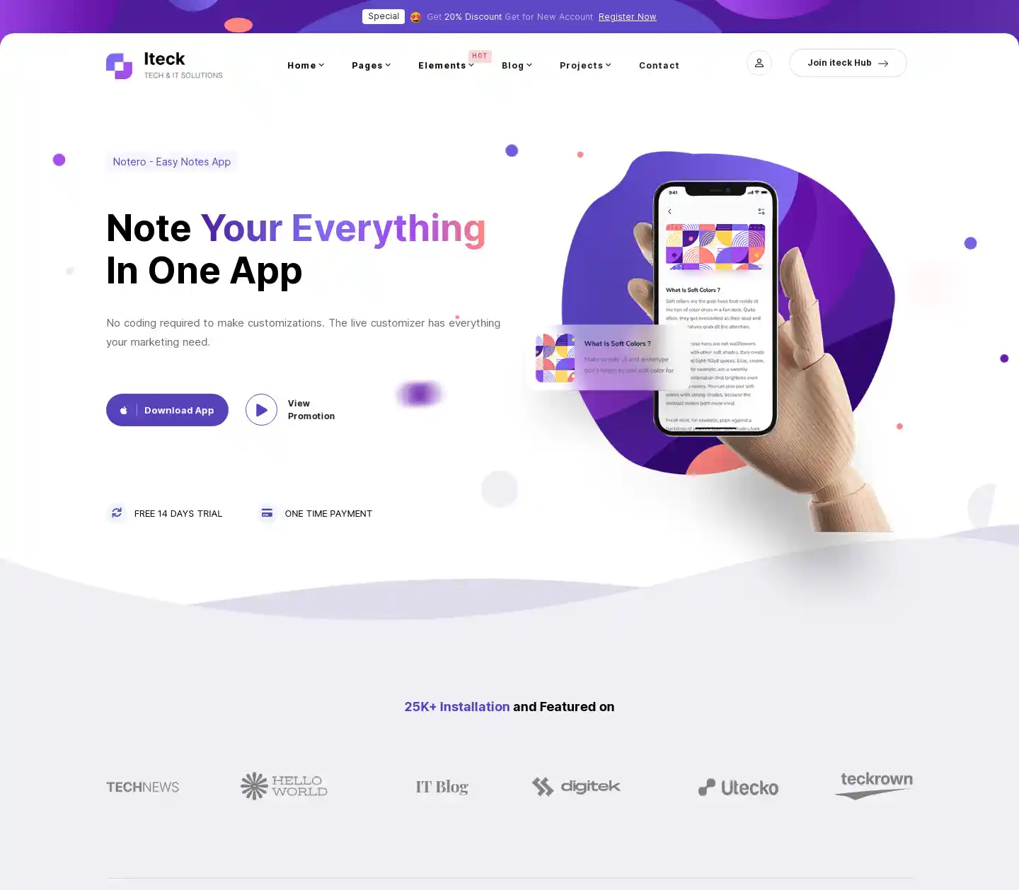 Thiết kế Landing Page Iteck cho công ty công nghệ hình đại diện