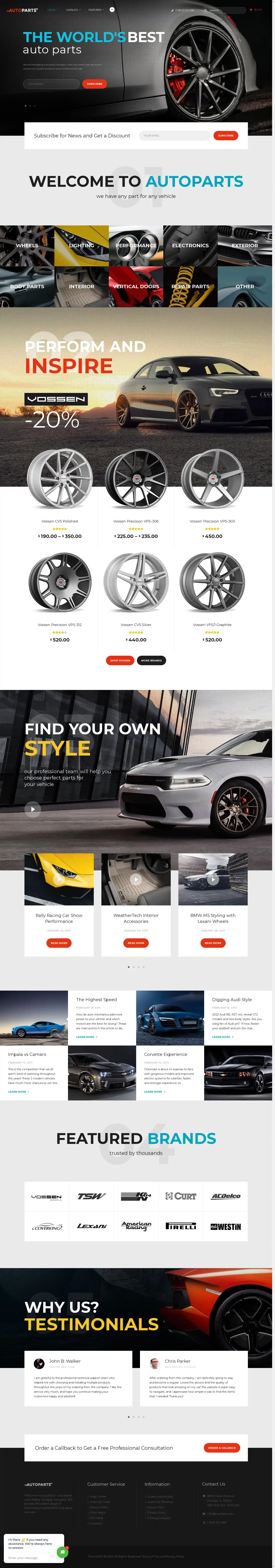 Thiết kế website Autoparts cho cửa hàng ô tô