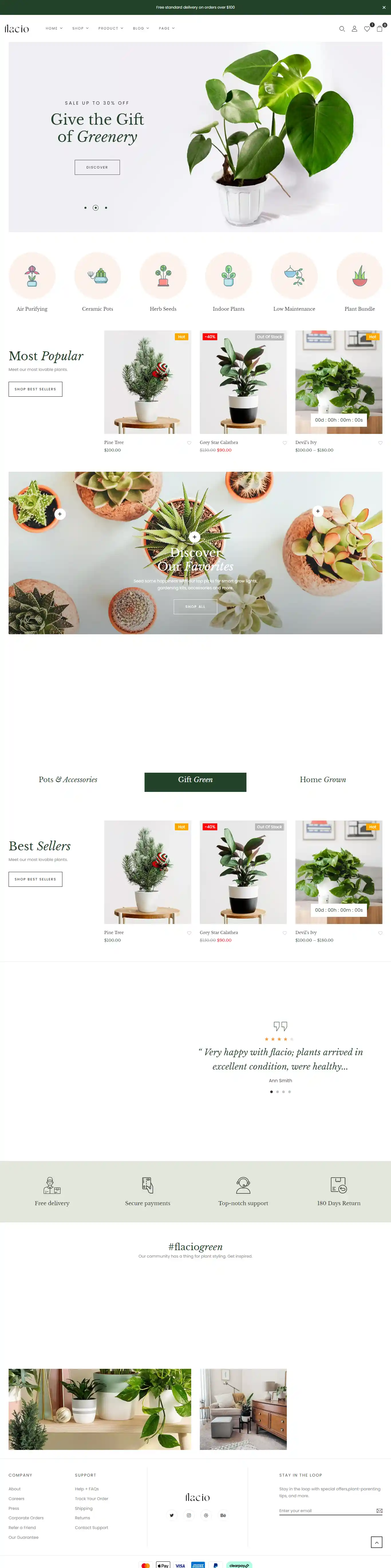 Thiết kế website cây cảnh Flacio Flat chuẩn SEO