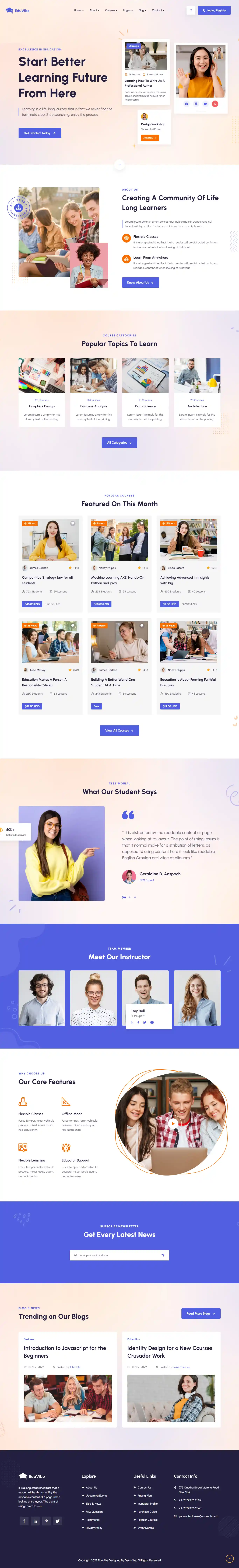 Thiết kế website giáo dục EduVibe chuẩn SEO