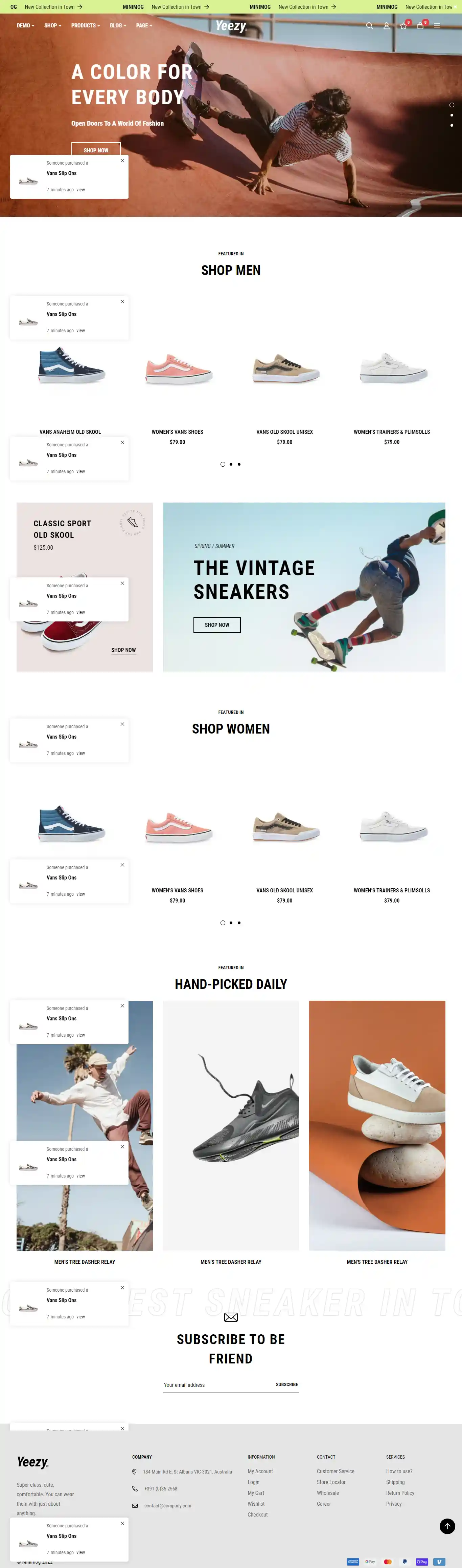 Thiết kế website giày dép Yeezy chuẩn SEO