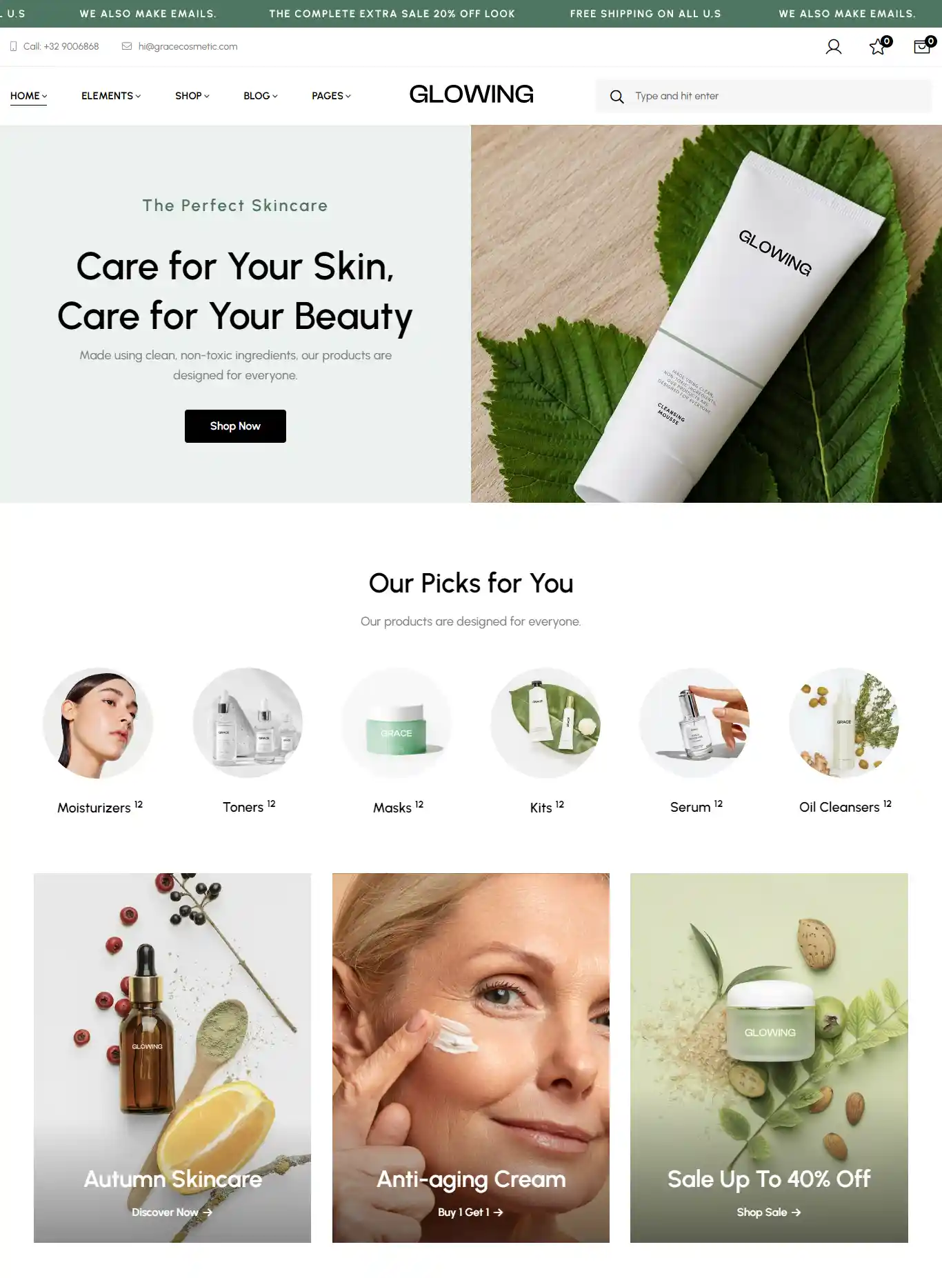 Thiết kế website mỹ phẩm Glowing chuẩn SEO