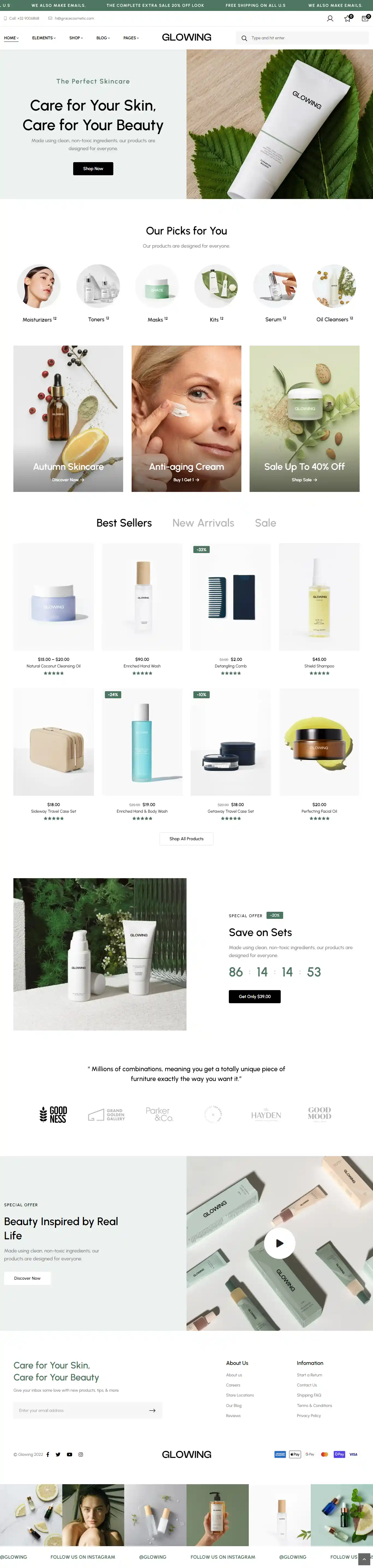 Thiết kế website mỹ phẩm Glowing chuẩn SEO