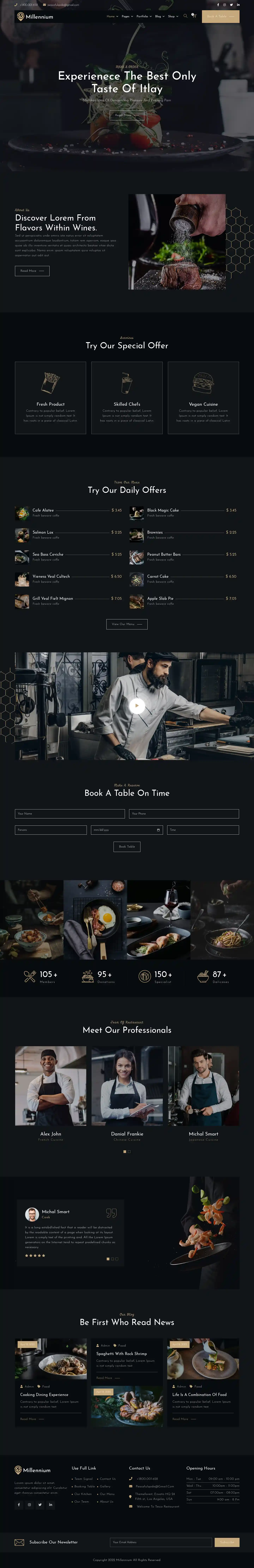 Thiết kế website nhà hàng Milennium chuẩn SEO