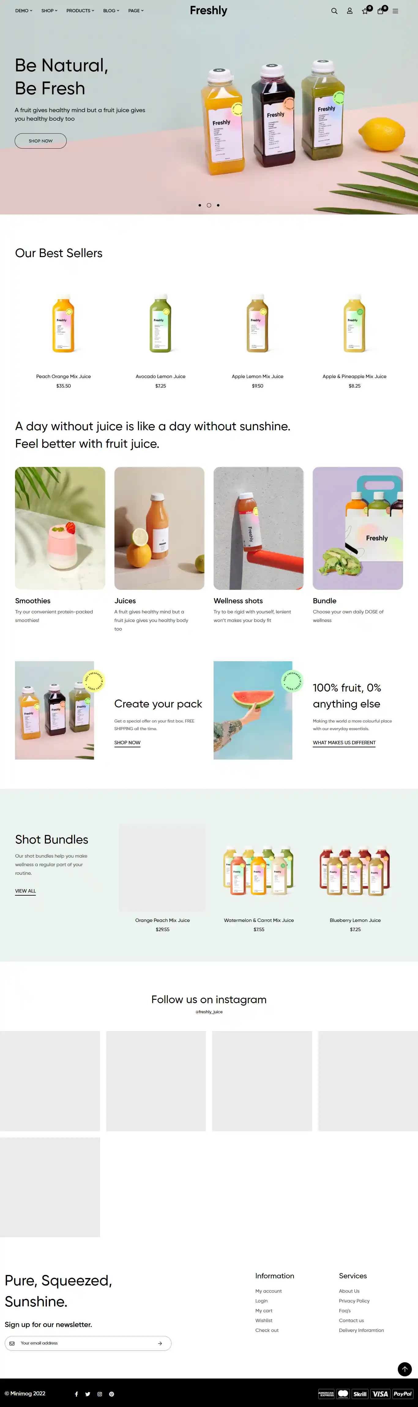 Thiết kế website nước ép Freshly chuẩn SEO