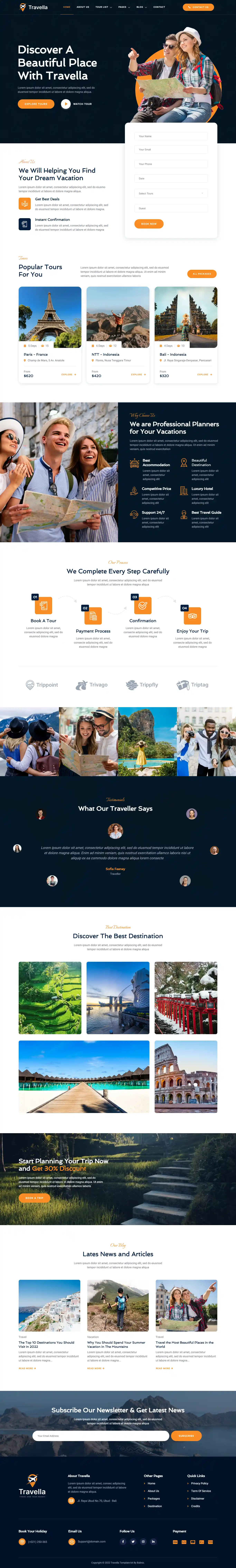 Travella – Giao diện website du lịch hiện đại