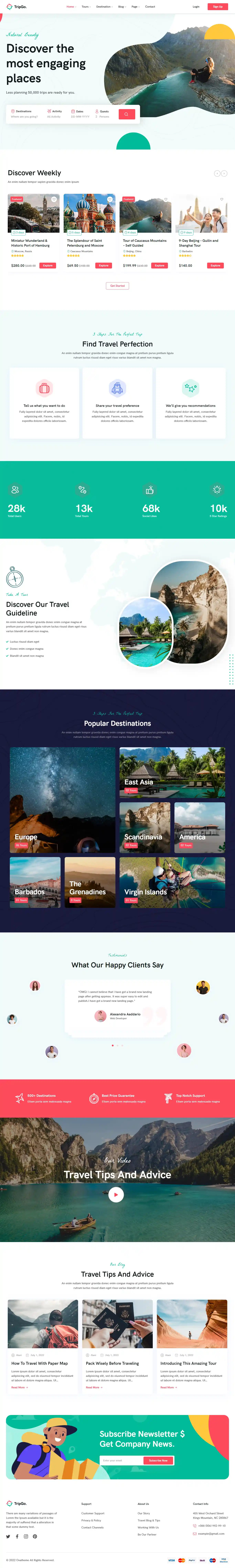 Tripgo - Giao Diện Web Du Lịch & Nghỉ Dưỡng Đẹp Chuẩn SEO