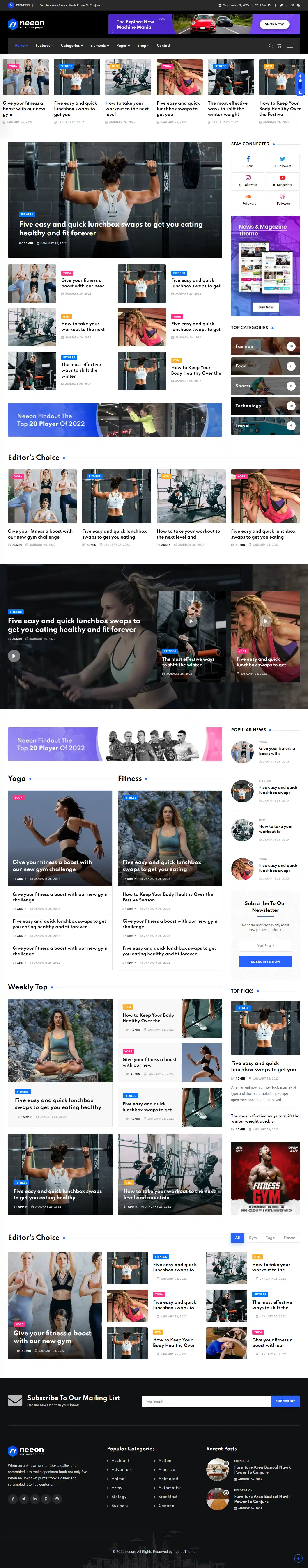 Neeon - Giao Diện Web Phòng Tập Fitness Đẹp Chuẩn SEO