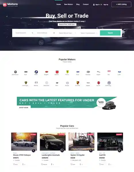 Motoro: Mẫu Website Bán Xe Hơi Chuyên Nghiệp