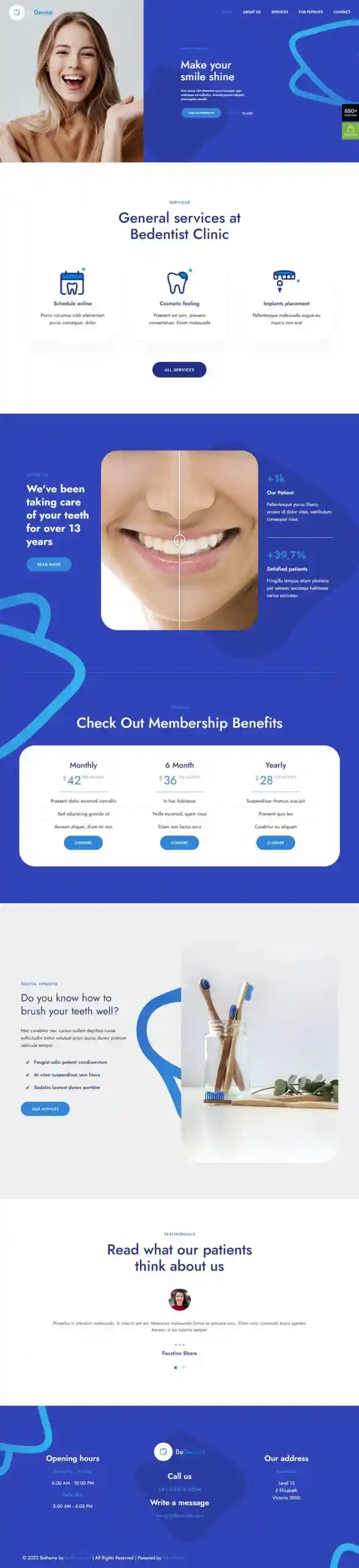 Bedentist: Mẫu Website Nha Khoa Chuyên Nghiệp & Chuẩn SEO