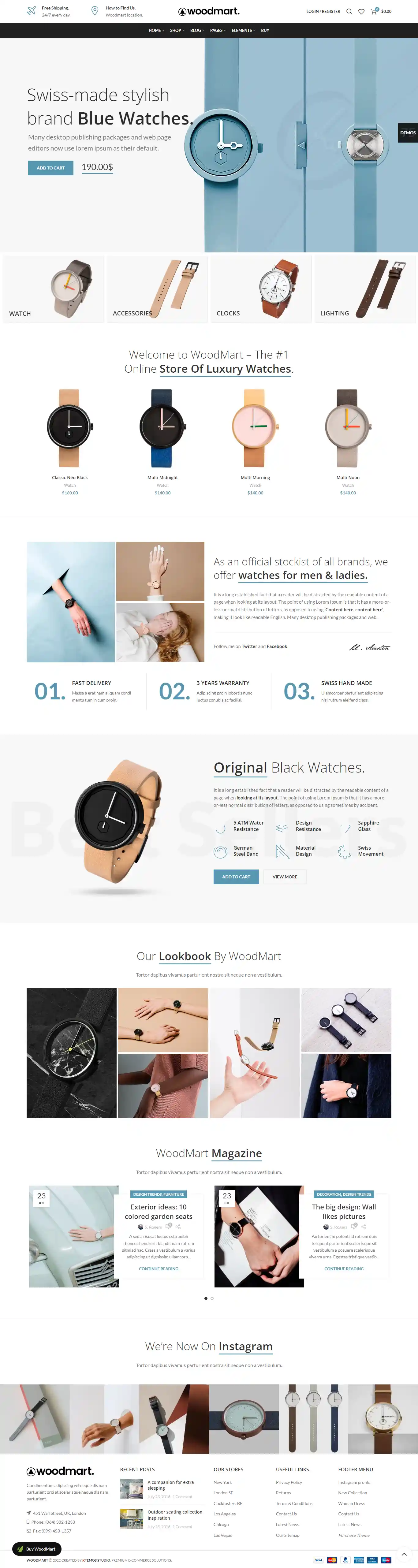 Woodmart: Mẫu Website Đồng Hồ Thời Trang Đẹp Chuẩn SEO