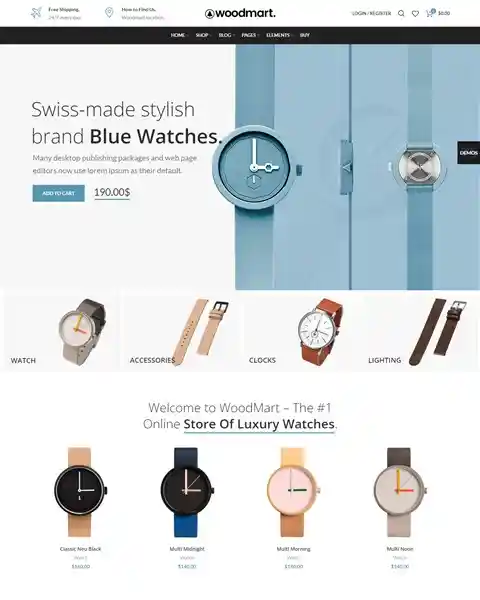 Woodmart: Mẫu Website Đồng Hồ Thời Trang Đẹp