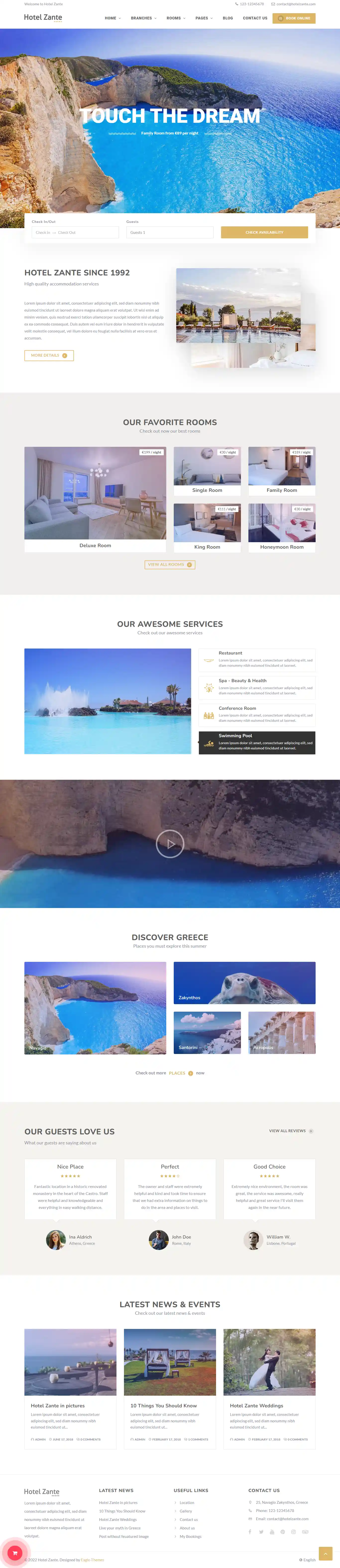 Zante: Mẫu Website Đặt Phòng Khách Sạn Chuẩn SEO Tự Động
